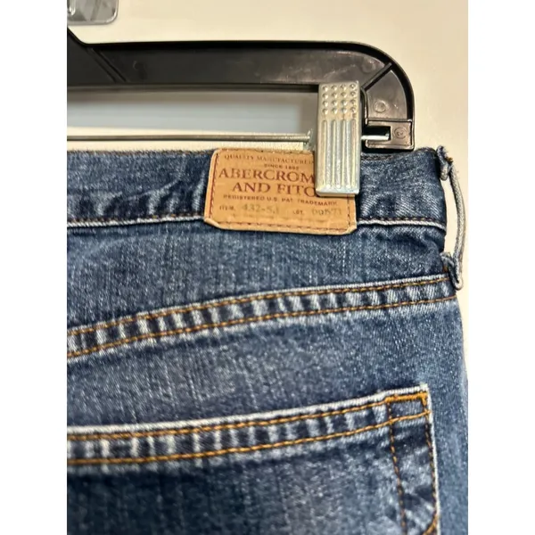 Abercrombie & Fitch Y2K Low Rise Straight Leg Cuffed Jeans Sz:00 Blue Button Fly - Image 7
