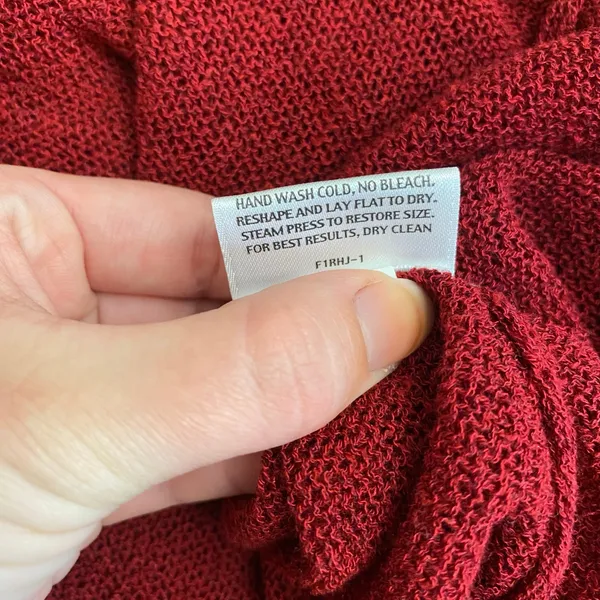 Eileen Fisher‎ Wine Red Linen Blend Open Knit Open Front Ruffle Cardigan Size XS - Image 9