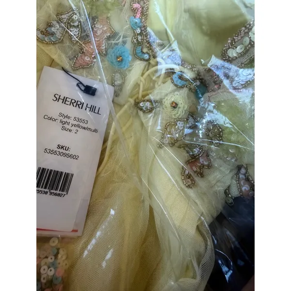 Sherri Hill 53553 Light Yellow Multi Beaded Two Piece Gown Size 2 NWT - Image 3