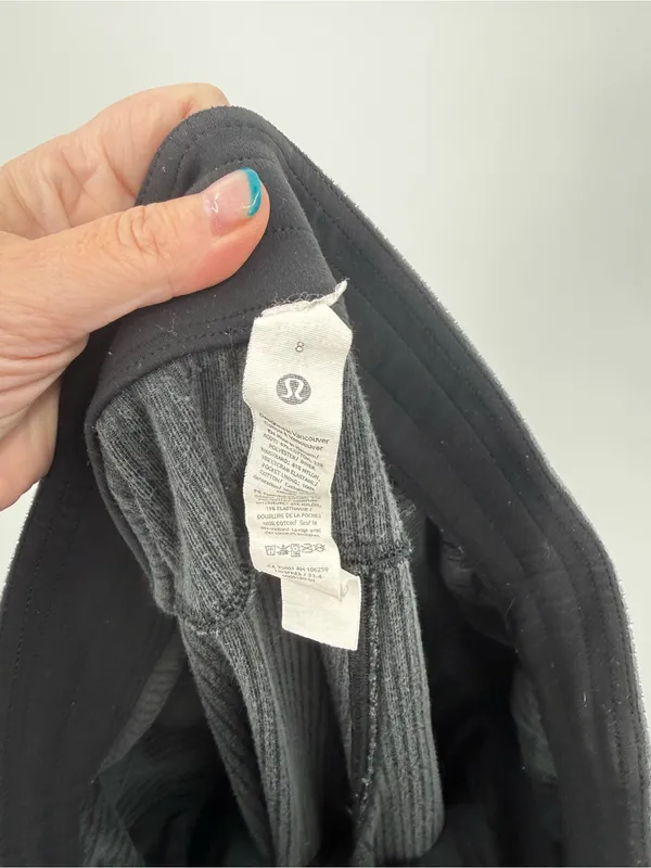 Lululemon Scuba‎ Mid-Rise Wide-Leg Pant Velvet Cord Gray Size 8 Women's - Image 3
