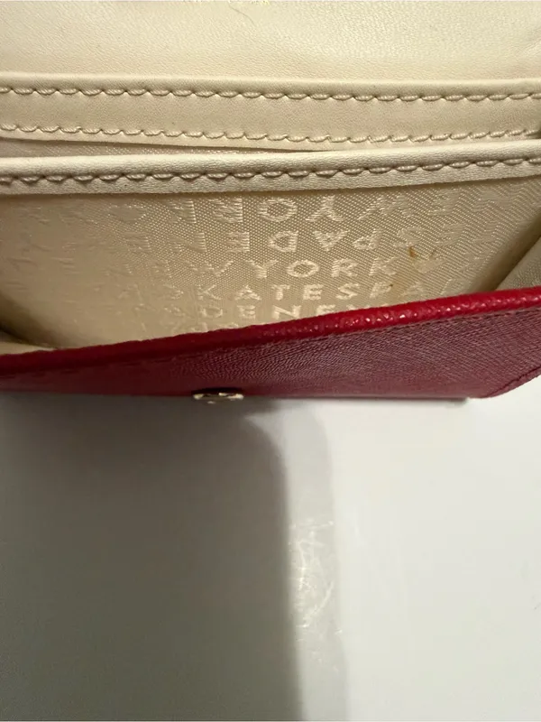 Kate spade snap flap card holder money wallet red cream - Image 8