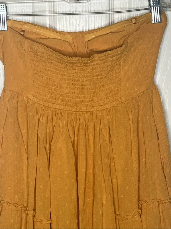 Free People Sz XS Strapless Mustard Yellow Mini Dress - Image 5