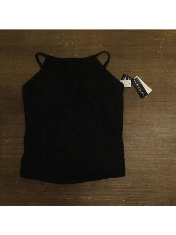 NWT Island Escape Womens Crochet Underwire Tankini Top Swim N760149 Black 14 - Image 3