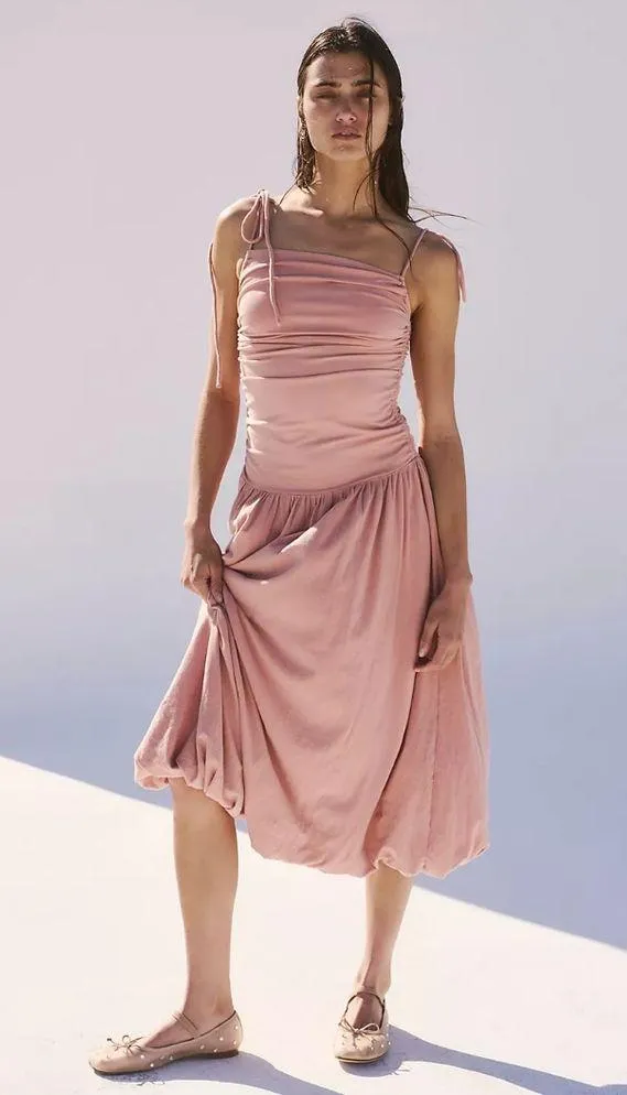 NWT FREE PEOPLE Liza Drop-Waist Midi Color: Tuscany Size M - Image 3