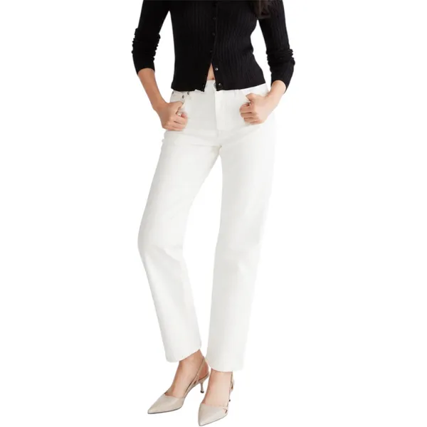 Aeropostale High Rise Baggy White Cream Jeans Sz 4R Casual Minimalist Old‎ Money - Image 8