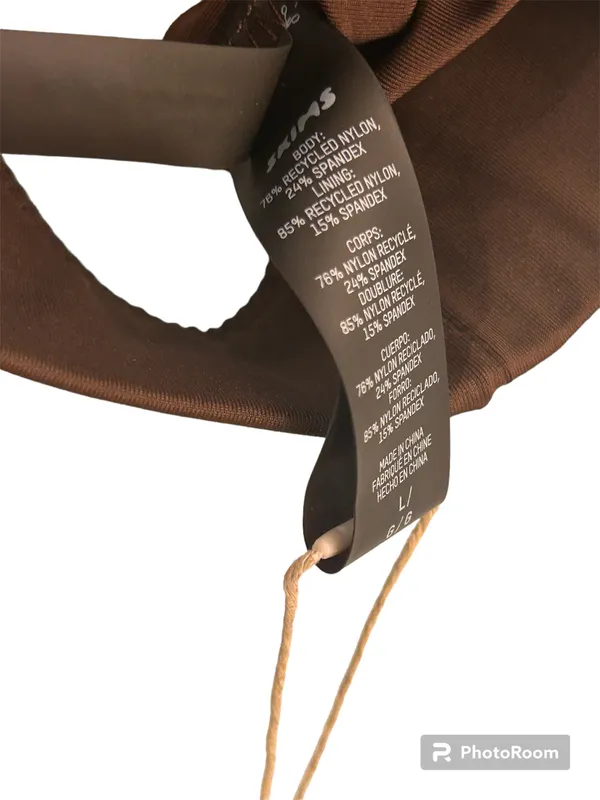 SKIMS SIGNATURE SWIM PLUNGE BIKINI TOP Large Cocoa NWT - Image 4