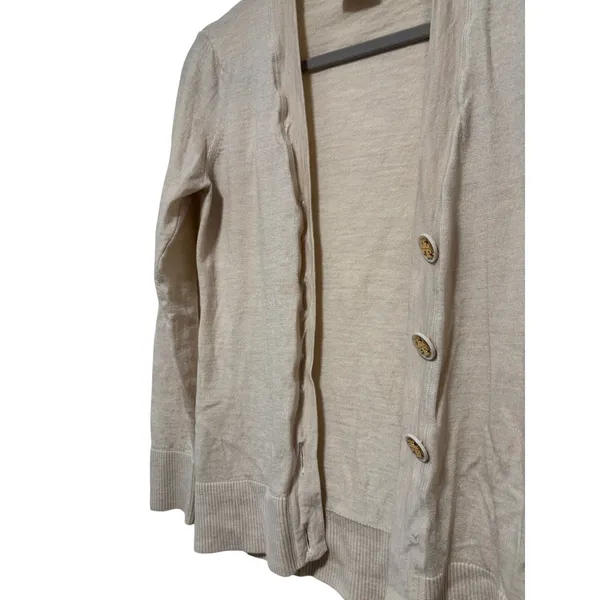 Tory Burch Beige Merino Wool Button Cardigan M - Image 3