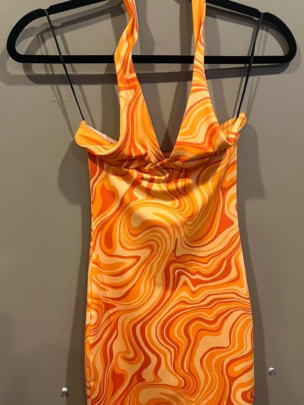 H&M Orange Swirl Mini Dress - Image 2