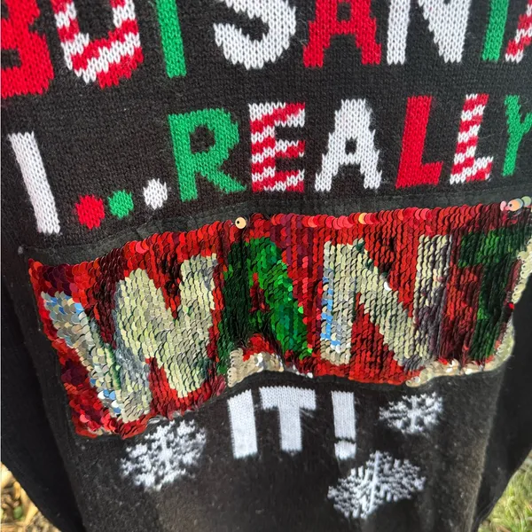 No Boundaries‎ Black Christmas Sweater - Image 5