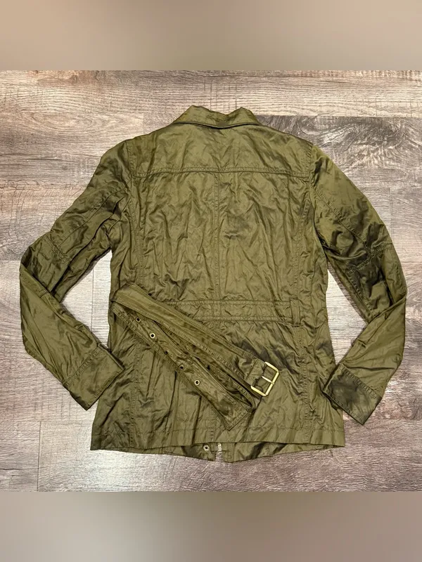 Michael Kors Olive Green Military Utility Style Jacket XS Gold Hardware Full Zip - Image 3