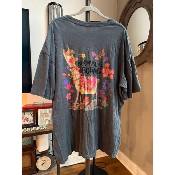 Natural life t-shirt llama illustration flowers "NORMAL IS BORING" xxl - Image 2