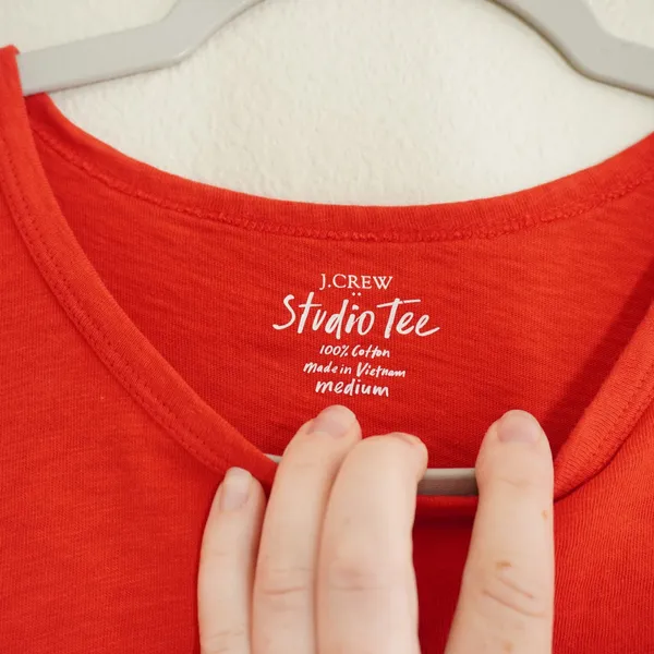 J. Crew Studio Tee Medium Red Orange Short Sleeve 100% Cotton Slub T-Shirt - Image 2