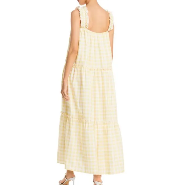 Charlie Holiday Yellow & White Gingham Plaid Lottie Dress Long Maxi Size 6 - Image 2