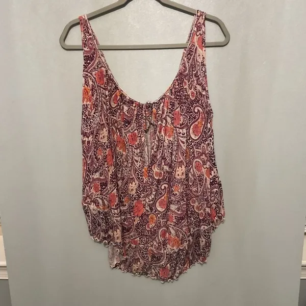 Free People Paisley Floral Print Babydoll Tank Top Boho Festival XS - Image 3