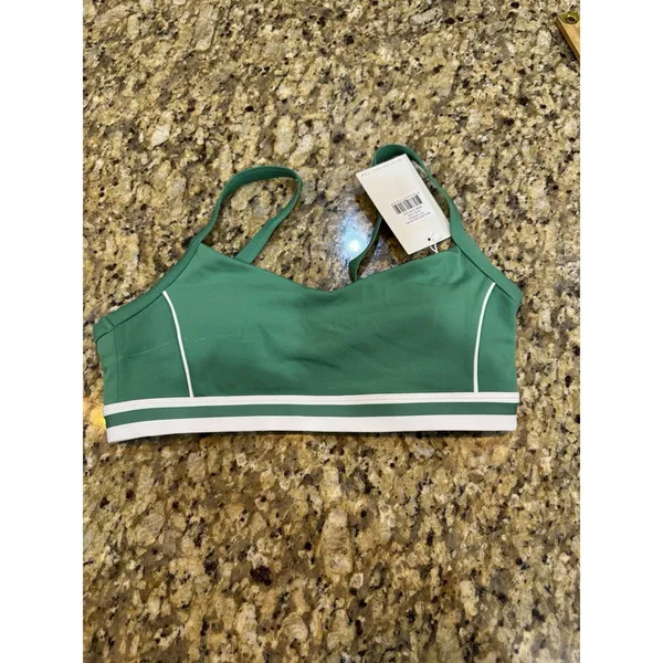 WILO‎ THE LABEL green white sports bra NWT padded tank tennis golf Size Medium - Image 2