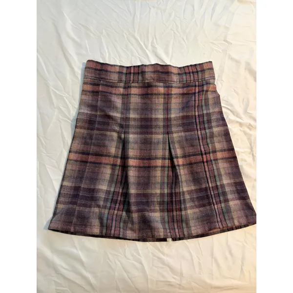 Vintage Plaid Mini Skirt Academic Purple‎ Rust Pleated Back Zipper - Image 4