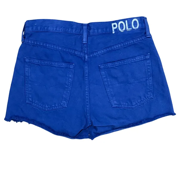 Polo Ralph Lauren Royal Blue Denim Cutoff Shorts High Waisted Logo‎ Women Sz 4 - Image 2