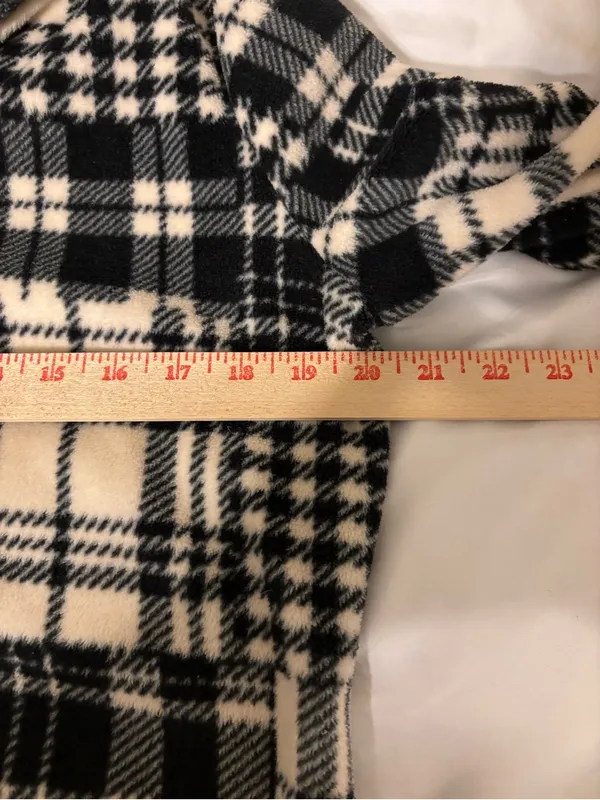 Lauren Ralph Lauren Black White Plaid Fleece Jacket Full Zip Size L - Image 3