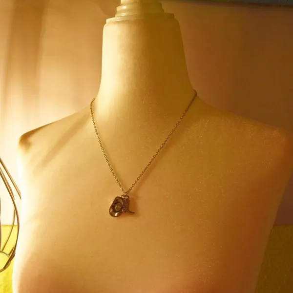 Minimalist Cowboy Boot and Hat Necklace Silver - Image 5