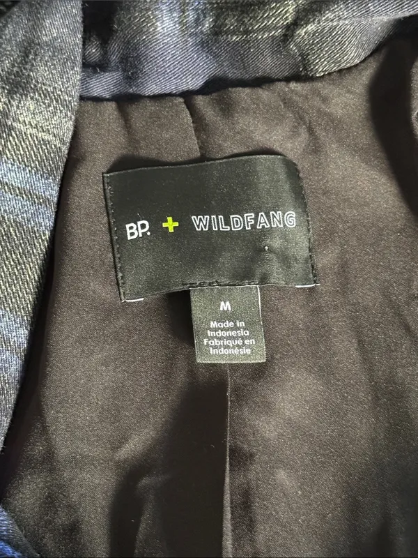 BP + Wildfang Plaid One Button Blazer Blue Size M - Image 5