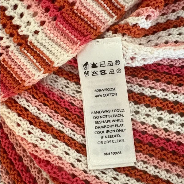C&C California Knit Tank Coverup Dress Size Large Pink White Orange - Image 6