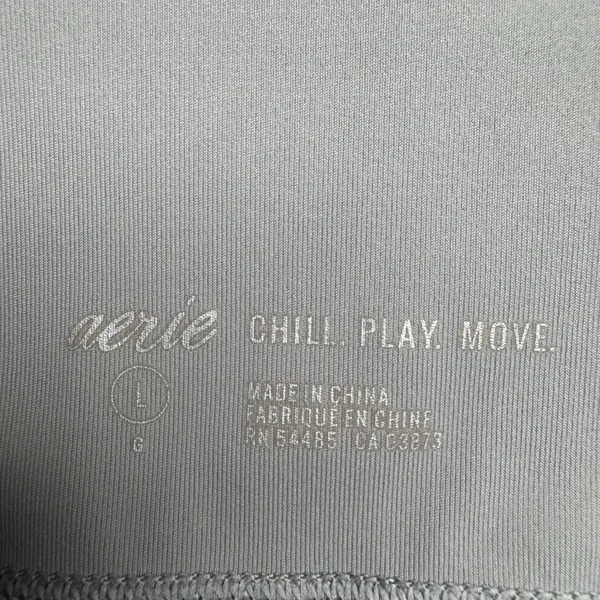Aerie Chill Play Move‎ Leggings Grey Laser Cut Side Pockets Athleisure Size L - Image 4