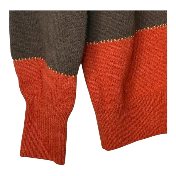 Colorblock Striped Sweater Womens Small Multicolor Earth Tone Gold Trim‎ - Image 4