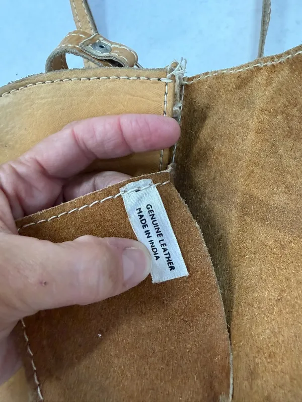 Vintage Y2K Leather Small Crossbody Bag Purse Tan Boho Western Heritage Festival - Image 8