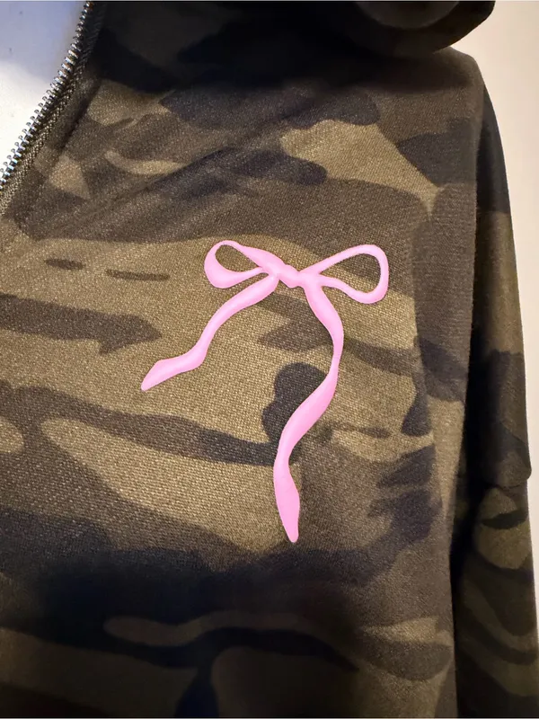 NWT Edikted Camo Bow Detail Oversize Zip Hoodie size medium - Image 7