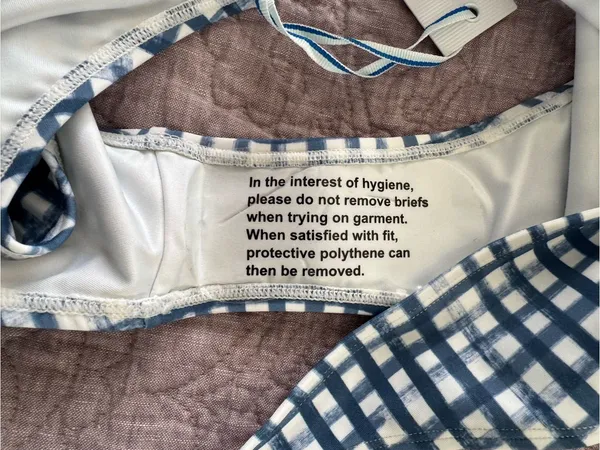 Southern Tide Seven Seas Blue/White Painted Gingham Bikini Bottoms - Image 7