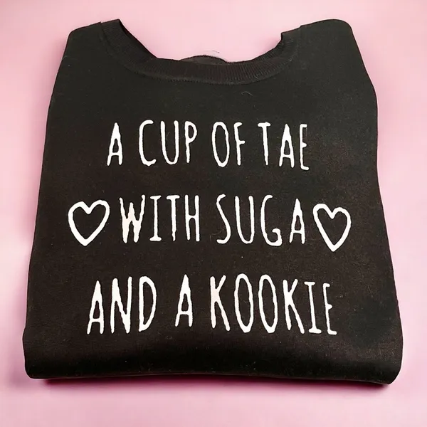 BTS Kpop Quote Black Long-Sleeve Fleece Pullover Crewneck Sweatshirt - Image 4