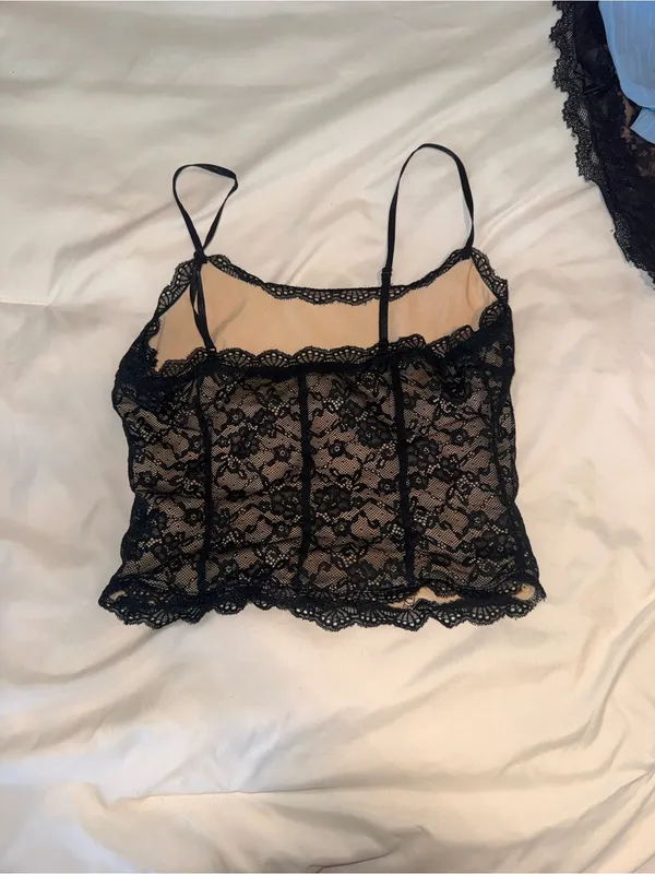 Black Lace Spaghetti Strap Camisole - Image 2