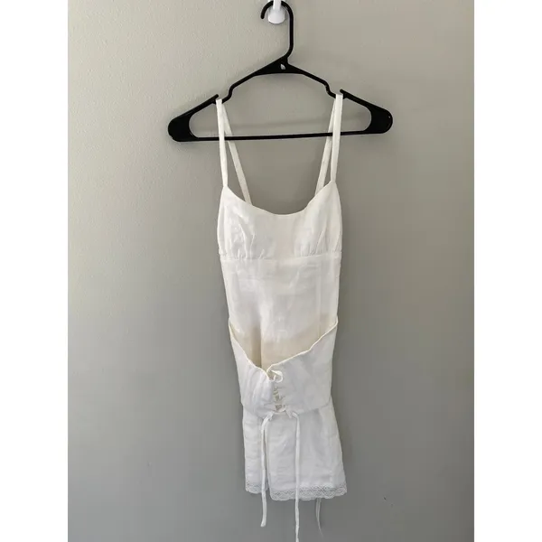 NWT Reformation Ainsley Linen Mini Dress Ivory Size 4 - Image 2