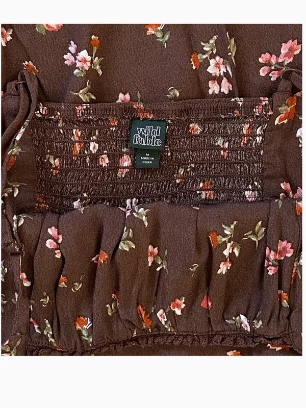 Brown Floral Mini Dress - Image 9