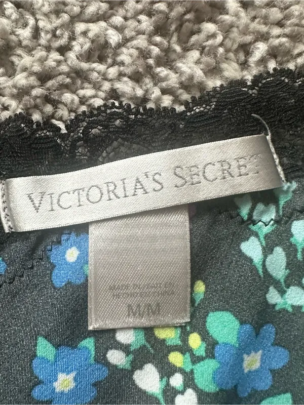 Victoria's Secret Black Floral Lace Trim Mini Dress - Image 4