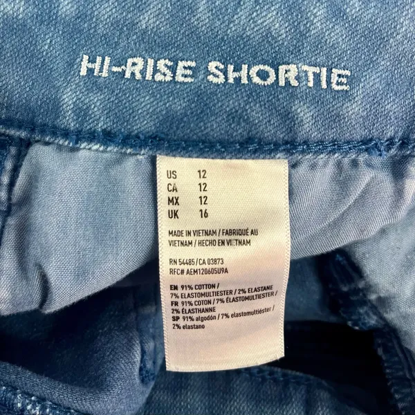 American Eagle Outfitters Blue Stretch Hi-Rise Shortie Shorts Womens Size 12 - Image 4