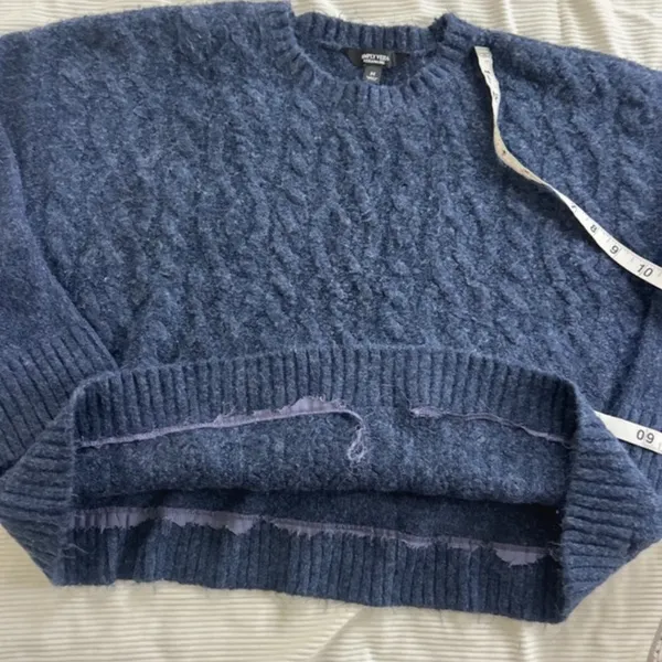 Simply Vera Vera Wang Navy Cable-Knit Crewneck Sweater - Image 5