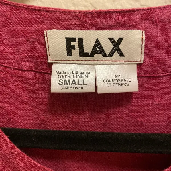 Flax Linen Button Front Swiss Dot Lagenlook Shacket Size Small In Raspberry - Image 3