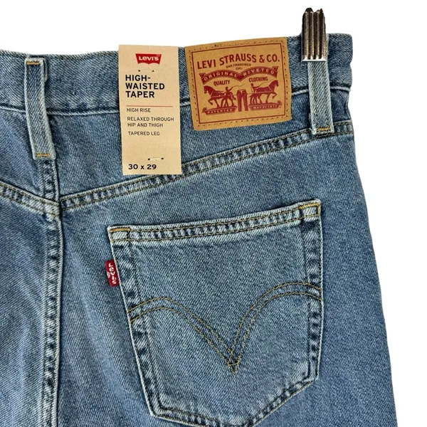 Levi's High Waisted Straight Mom Jeans Style 26986-0010 Eco Blue Size 30 Rigid - Image 8