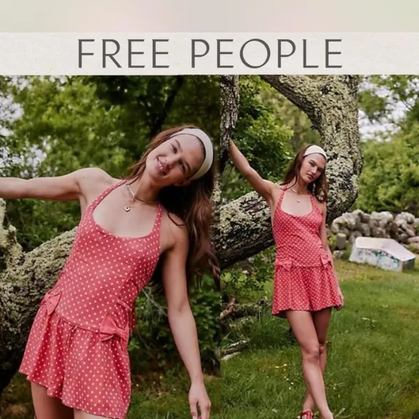 Free People High Strung Romper Polka Dot Romper With Bow Details Size: XL - Image 2