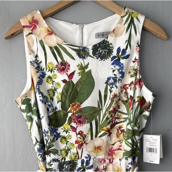 Danny & Nicole Dress Size 6 Floral Sleeveless Midi Romantic Summer Garden Party - Image 5