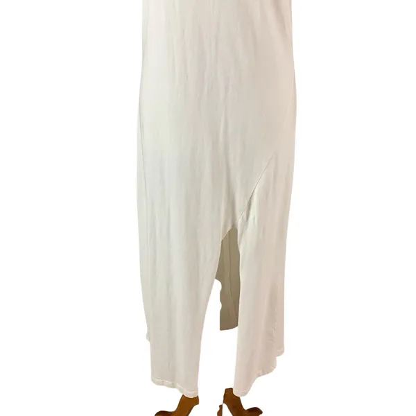 L Space Ivory Short Sleeve Maxi‎ T Shirt Dress With Slit S/M - Image 4
