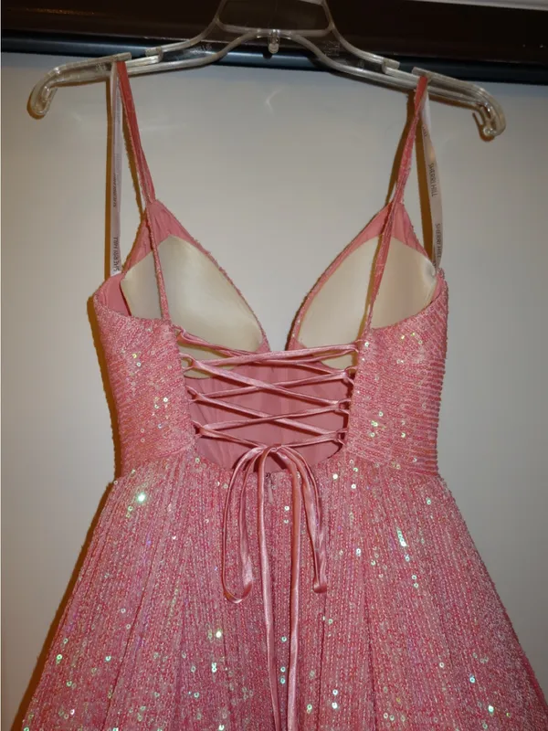 Authentic Sherri Hill 54261 Coral Glitter Ballgown pageant Prom Dress Size 0 - Image 5