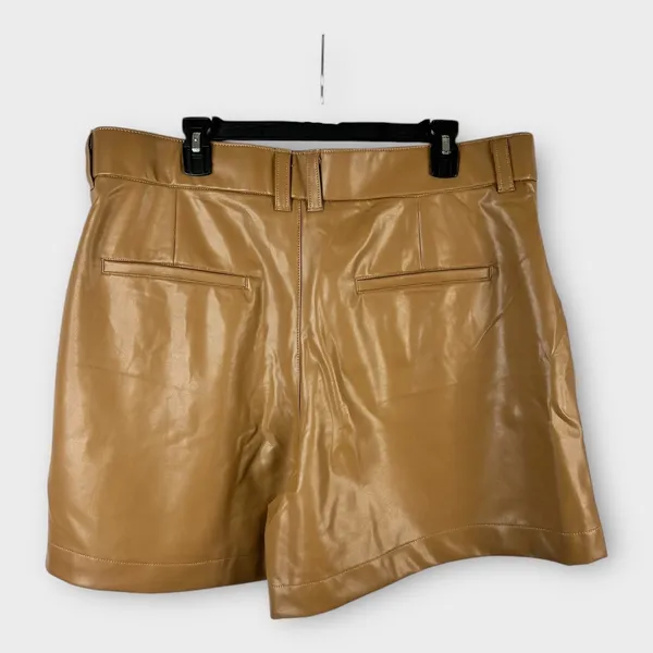 Abercrombie & Fitch Womens size XL Vegan Pleated Leather Shorts Brown - Image 2