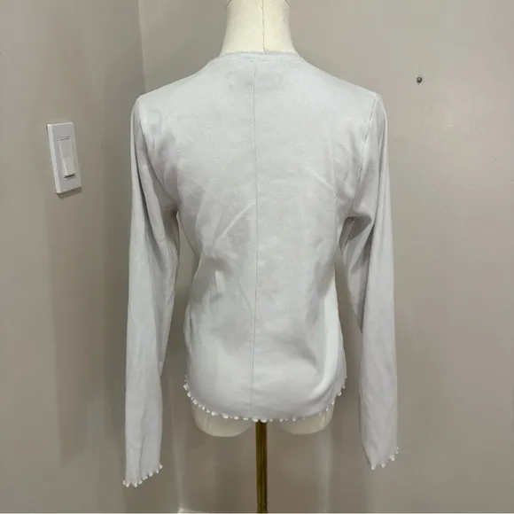 Abercrombie & Fitch Womens Long Sleeve Ribbed Lettuce Edge Top Cream‎ Large - Image 3