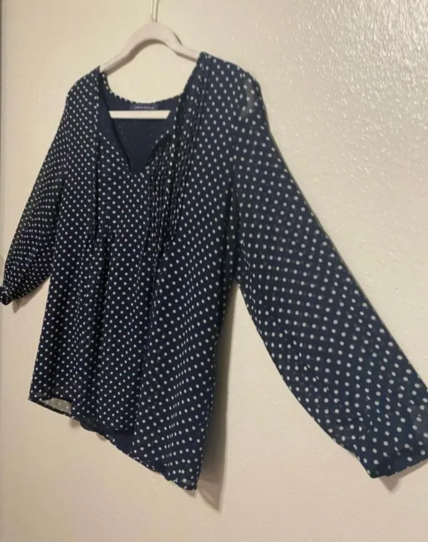 Polka Dot Semi Sheer Blouse | Shirt | Top - Image 2