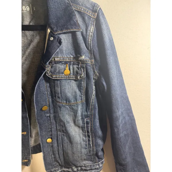 Gap 1969 Women's Denim Jean Jacket Size Large Distressed Trucker - Image 2