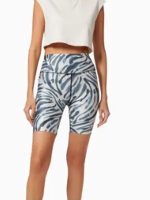 Good American Black & White Zebra-Print High-Rise Bike Shorts - Image 3