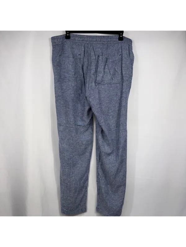 Old Navy Linen Blend Drawstring Pants Women’s Large Blue Chambray Casual Pull-On - Image 6