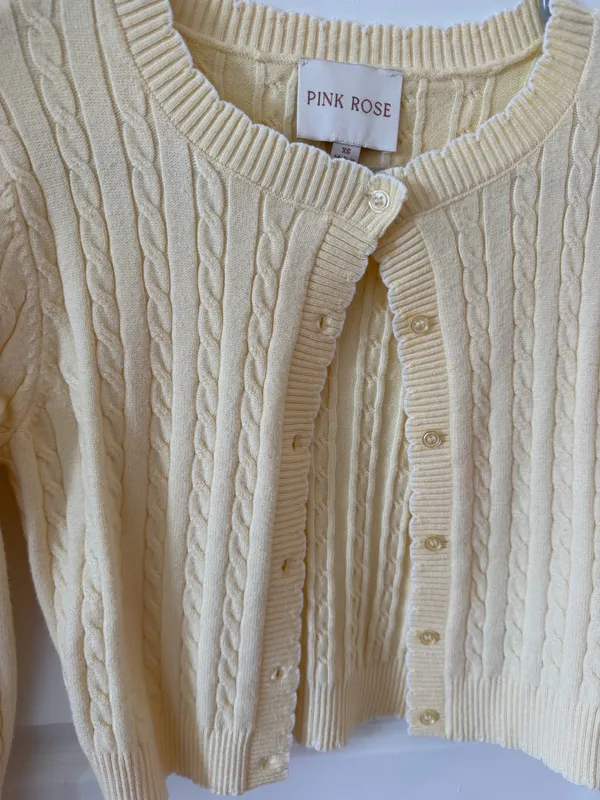 Pink Rose Light Yellow Cardigan - Image 3
